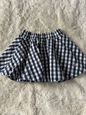 Hollister Women’s Gingham Plaid Pull On Navy Mini Skirt